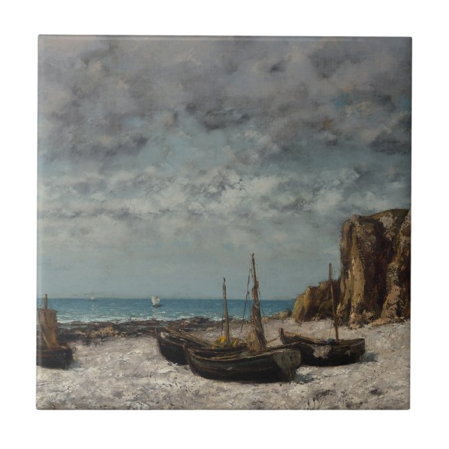 Barcos em praia, Etretat - Gustave Courbet (Frente)