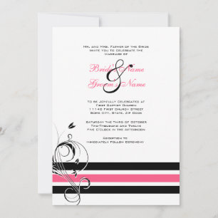 Bares Florais Rosa e Preto Convite para Casamento