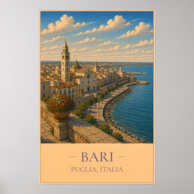 Bari, Italy – Vintage Travel Poster (Frente)