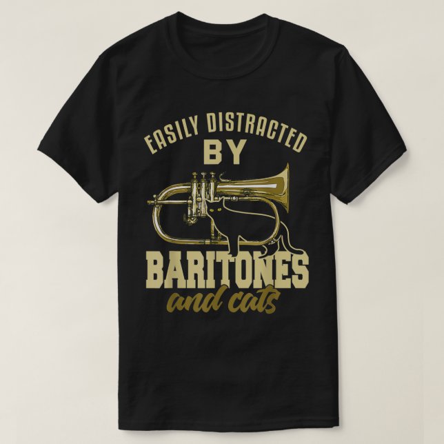 Baritone Camisa Engraçada Gato Passado Marcha Band (Frente do Design)