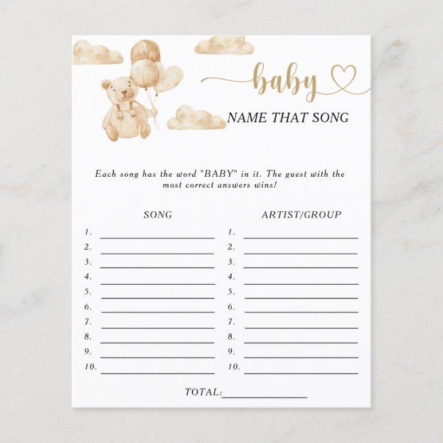 Barly Name, que jogo de chá de fraldas de música (Frente)