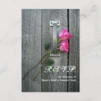 Barn Door e Rosas Rosa Casando Pequeno RSVP