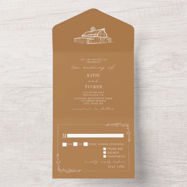 Barn Rustic Goldenrod Weding RSVP (Inside)