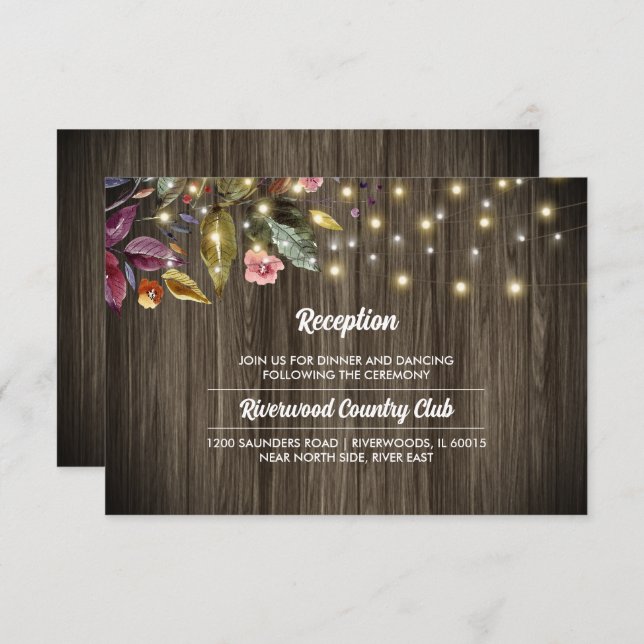 Barn Wood | Cartão de Recepção de casamento de Flo (Frente/Verso)