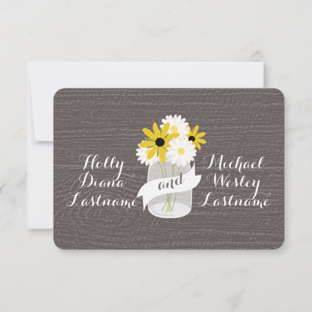 Barn Wood Inspira Mason Jar + Wildflower RSVP (Frente)