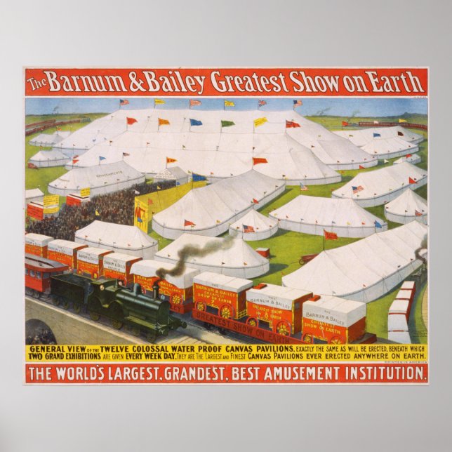 Barnum & Bailey Circus Tents with Train Poster (Frente)