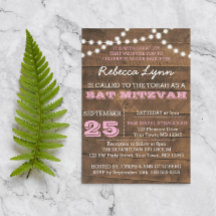 Barnwood Ilumina Rosa Bat Mitzvah Convite Personal