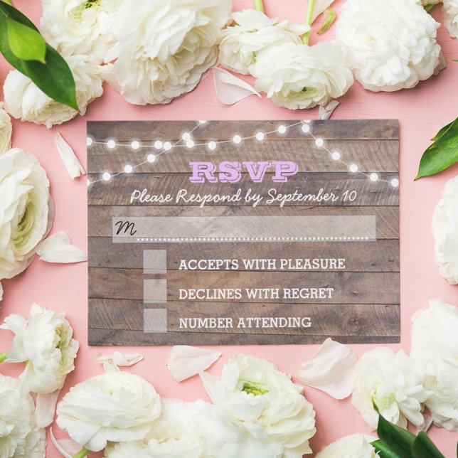 Barnwood Lights Lilac Bat Mitzvah RSVP Card (Criador carregado)