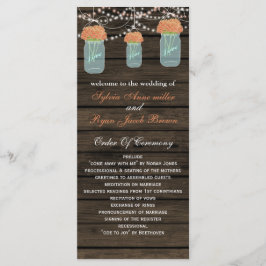 Barnwood mason jars, programas de flores de coral