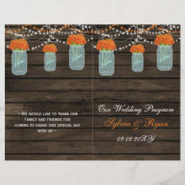 Barnwood mason jars, programas de flores laranja d
