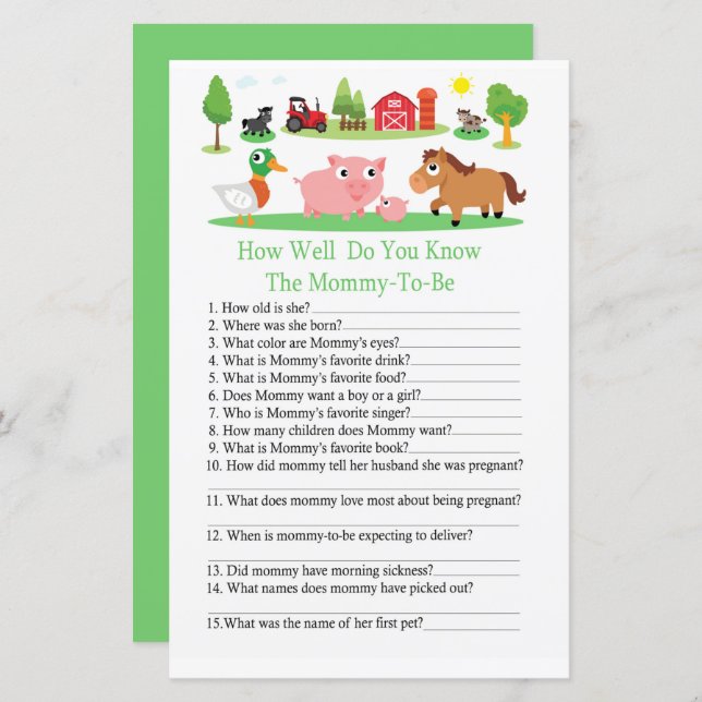 Barnyard Como você conhece bem o jogo de chá de fr (Frente/Verso)