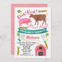 Barnyard da aguarela, convite do aniversário do