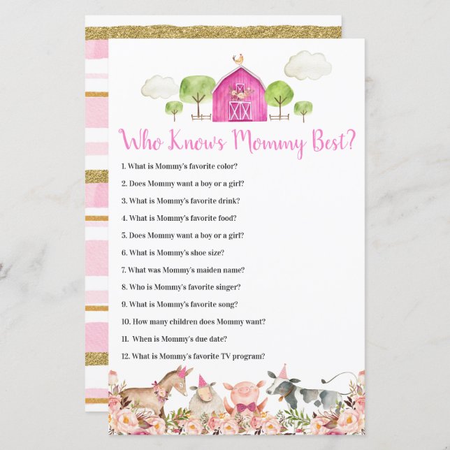 Barnyard De Animais Da fazenda Que Conhece Melhor  (Frente/Verso)