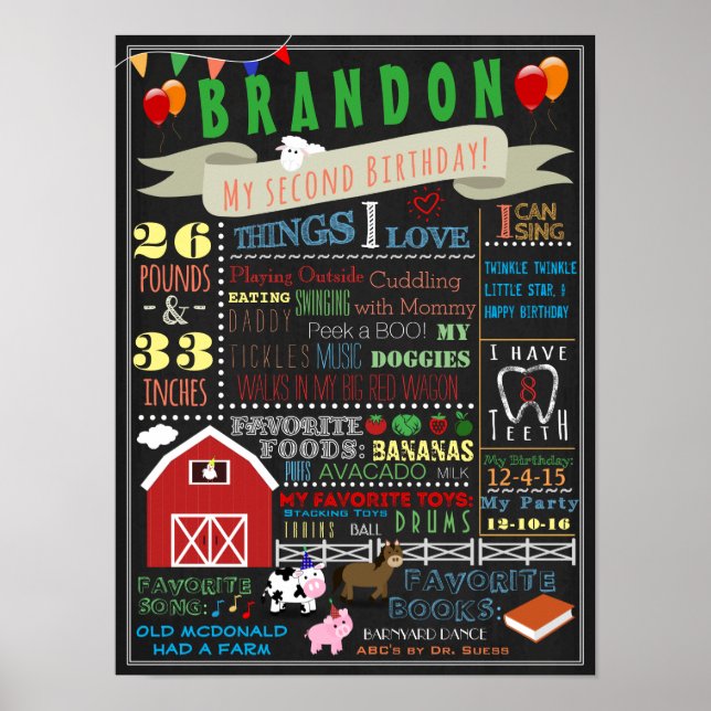 Barnyard Second Birthday Poster (Frente)