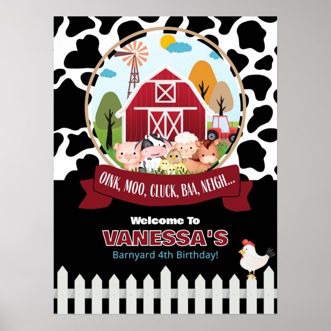 Barnyard Welcome Birthday Poster (Frente)
