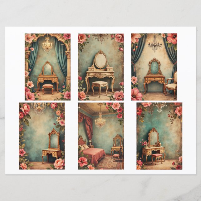 Baroque ephemera cards Scrapbook paper cutouts (Frente)