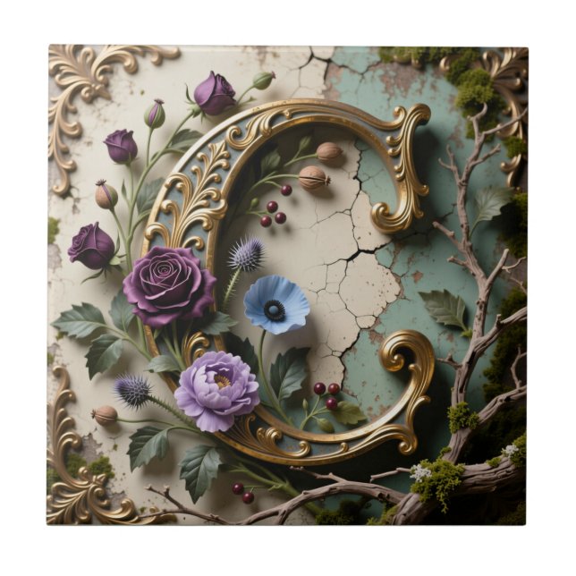 Baroque Gold Patina Letter C Monogram (Frente)