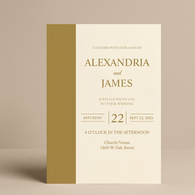 Barra de Ouro Convite de Casamento Minimalista Mod (Criador carregado)