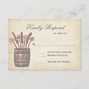 Barril de Wheat Rustic Wedding Cartões RSVP