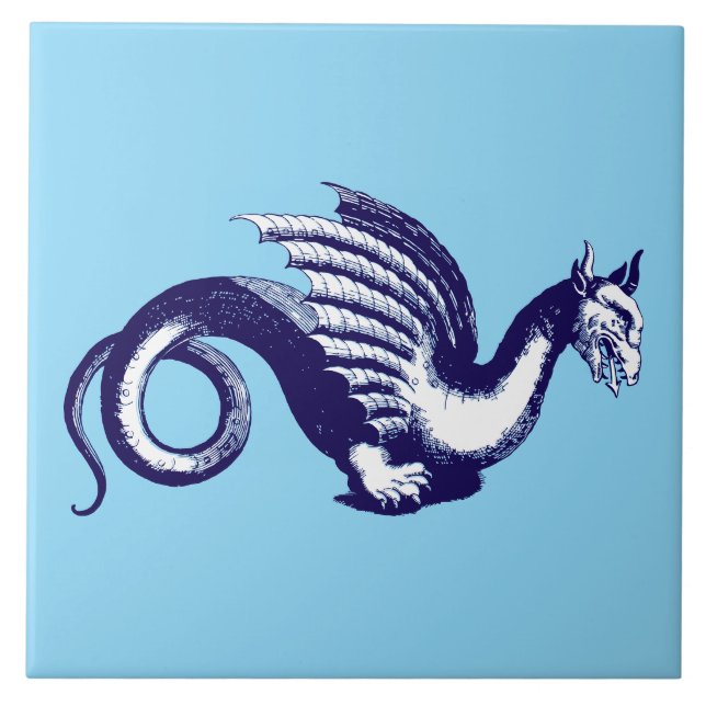 Barroco Era Azul e Branco Dragão Medieval (Frente)