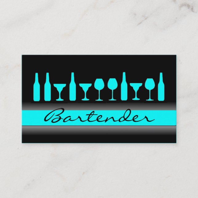 Bartender azul-preto bebe cartão de visita (Frente)