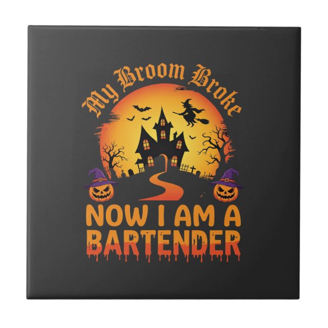 Bartender de Halloween Casa Assombrada Bruxa Abóbo (Frente)