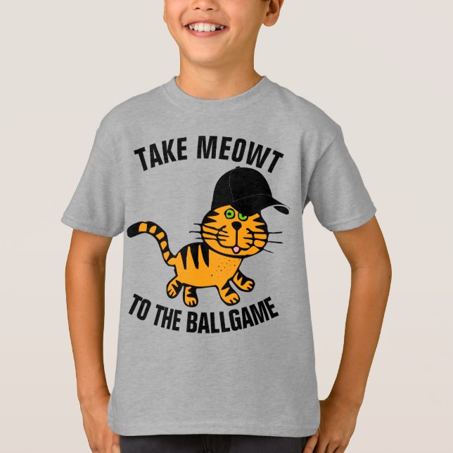 BASEBALL CAT LEVA MEOWT-SHIRTS CAMISETAS DE RAPAZE (Frente)