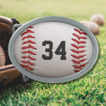 Baseball com número personalizável<br><div class="desc">Uma fotografia macro de uma marca nova Baseball com costura vermelha. Presente perfeito para a aberração do softball ou fanático desportivo.</div>