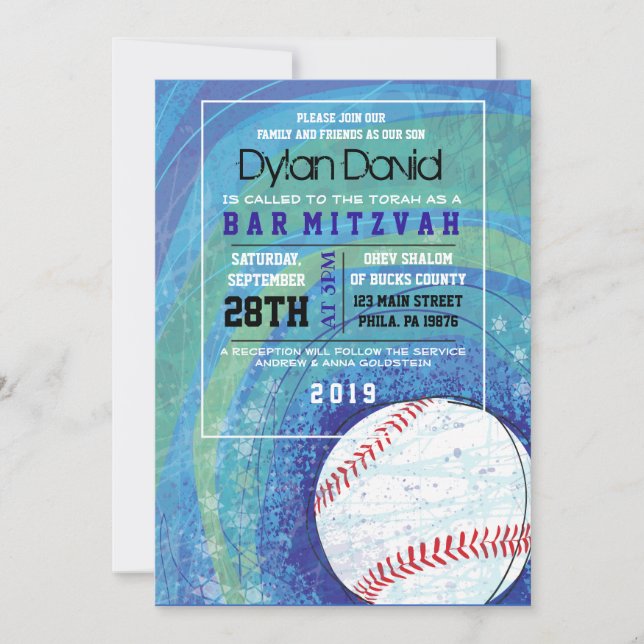 BASEBALL CRAZE Bar Bat Mitzvah Convite (Frente)
