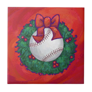 Baseball em Wreath em Vermelho