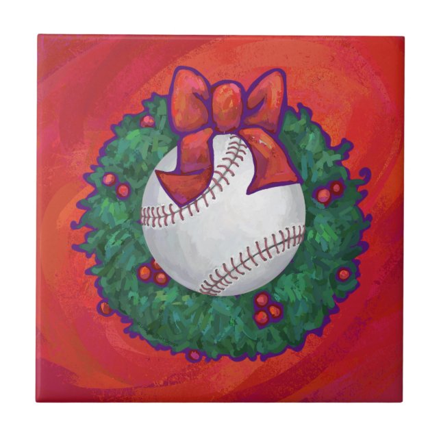 Baseball em Wreath em Vermelho (Frente)