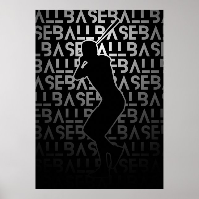 Baseball Poster | Black and White | Metal Look (Frente)
