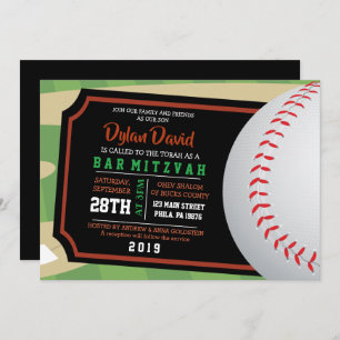 BASEBALL TICKET Bar Bat Mitzvah Convite