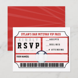 BASEBALL VIP REPLY CARTÃO Bar Bat Mitzvah Convite