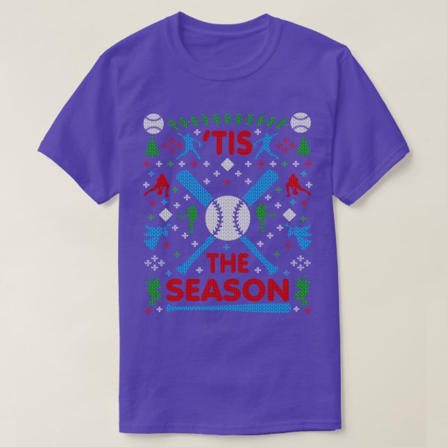 Basebol Divertido É a Temporada Suéter Feio de Nat (Frente do Design)