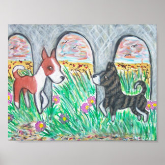 Basenjis no Poster de Arte de Praia