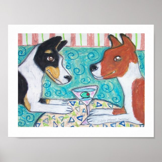 Basenjis Tem Martinis? Art Poster (Frente)