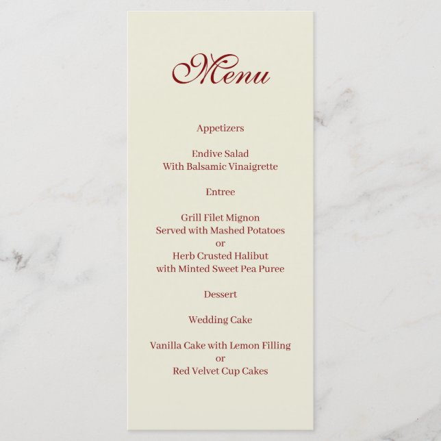 Basic and Elegant beige and burgundy Menu (Frente)