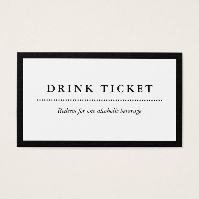 Basic Clean Black White Drink Ticket (Frente)