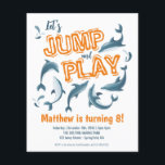 Básico Jump Play Dolphin Park Kids Party Birthday<br><div class="desc">Personalize seu incrível Básico Salto e Jogue Dolphin Park Trampoline Kids Party Orange Birthday Convite com nome/idade do seu filho e família e amigos surpresa! Esta é uma opção orçamentária básica para este design, impressa em uma folha de papel. Se precisar de ajuda, sinta-se livre para nos alcançar, e nós...</div>