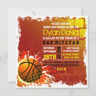 BASKETBALL GRUNGE Bar Mitzvah Convite