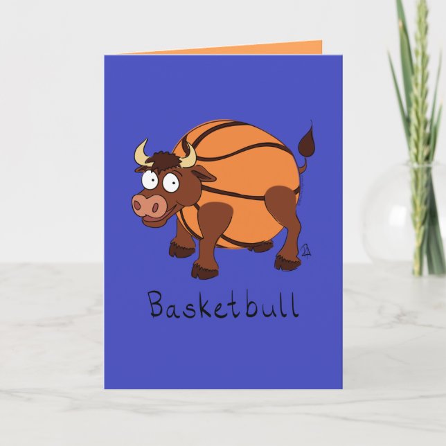 Basketbull - Cartão Touro de Basquete Engraçado (Frente)