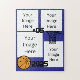 Basquete 4 Photo Collage Quebra-cabeça Azul