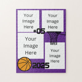 Basquete 4 Photo Collage Quebra-cabeça púrpura de 