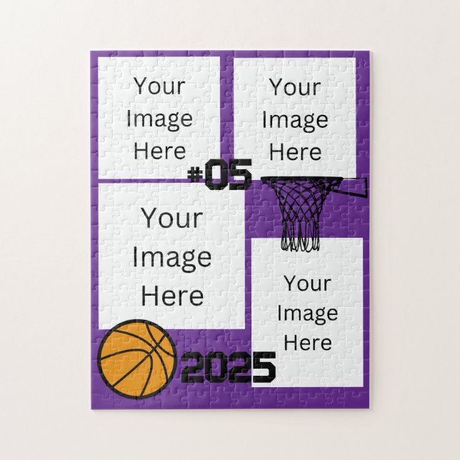 Basquete 4 Photo Collage Quebra-cabeça púrpura de  (Vertical)