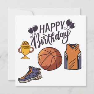 Basquete com Feliz Aniversário em Branco