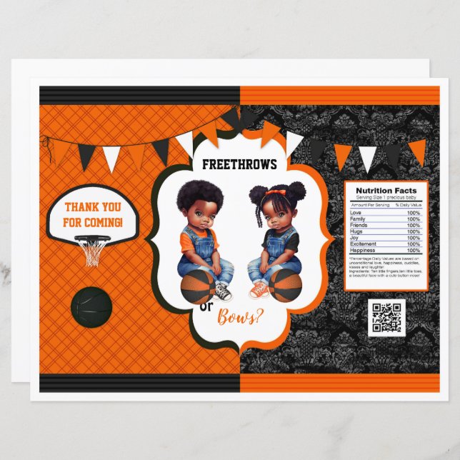 Basquete Gênero Revela Chip Bag Laranja e Preto (Frente/Verso)