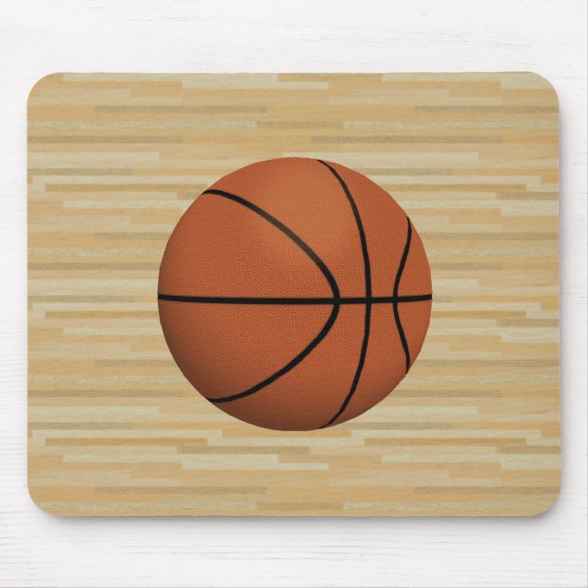 Basquetebol & fundo da corte da madeira: Mousepad (Frente)