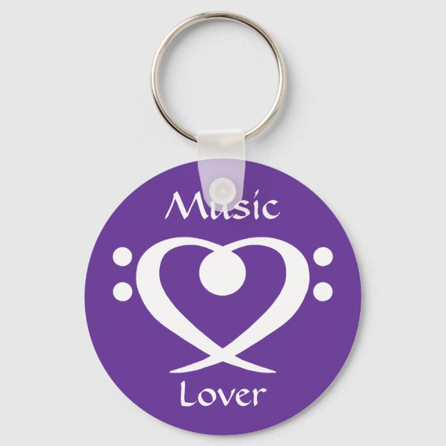 Bass Clef Heart Music Lover Chaveiro (Frente)