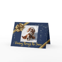 Basset em neve no cartão de Natal